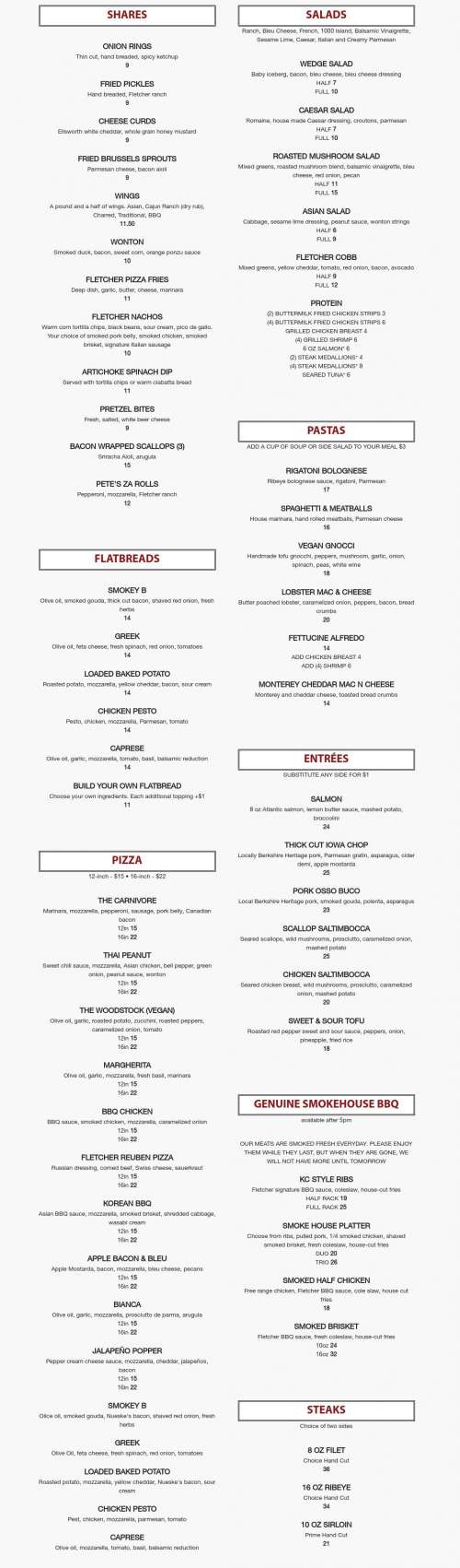 The Fletcher Full Service Kitchen + Bar menu in Ankeny, Iowa, USA