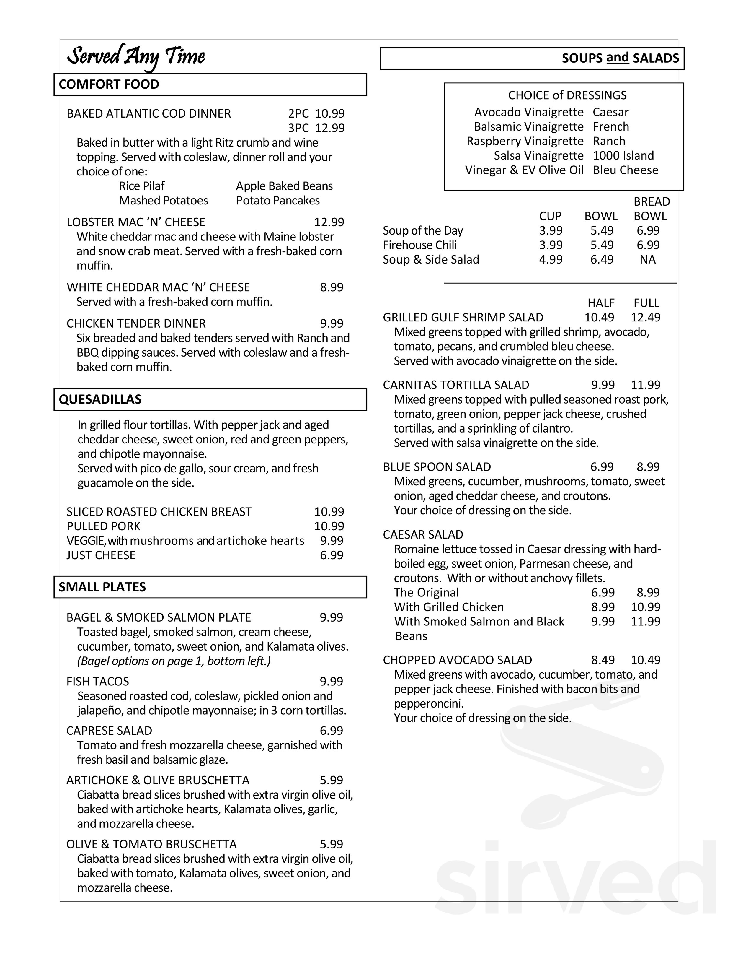 Blue Spoon Cafe menu in Prairie Du Sac, Wisconsin, USA