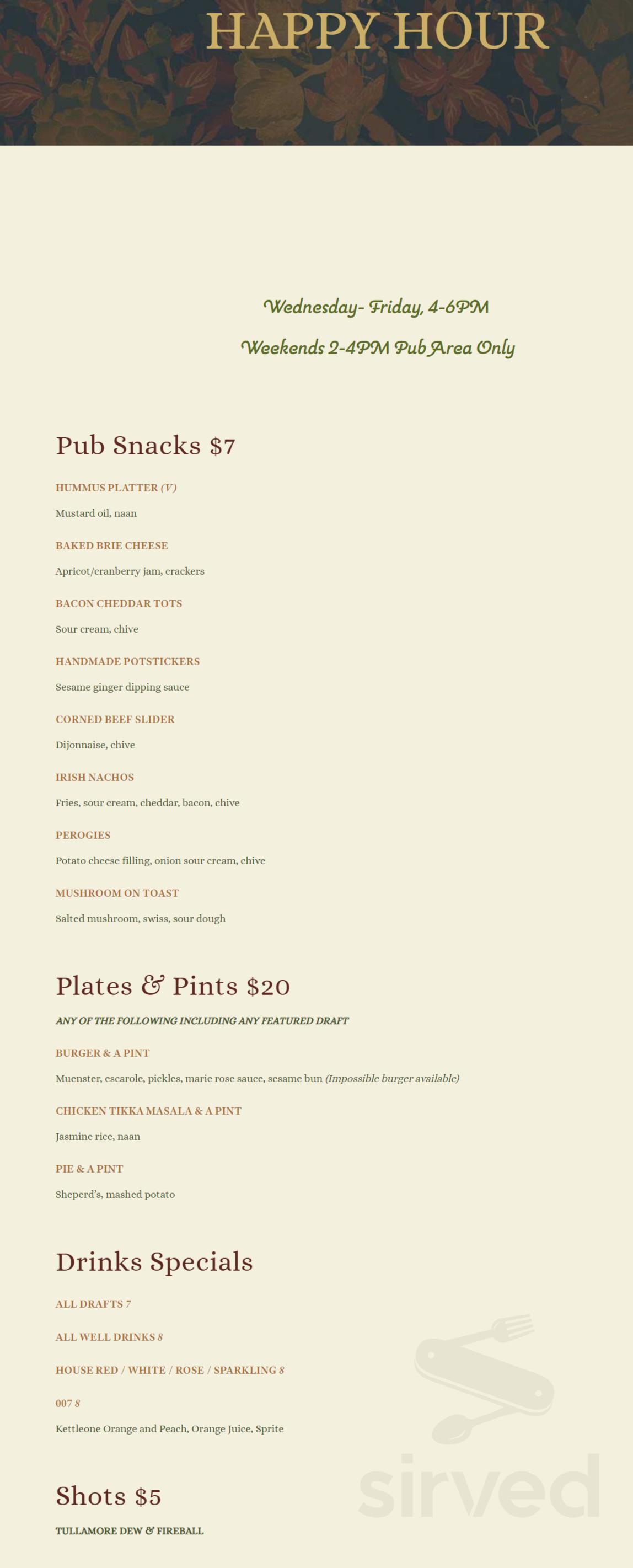 The Black Swan menu in Asbury Park, New Jersey, USA