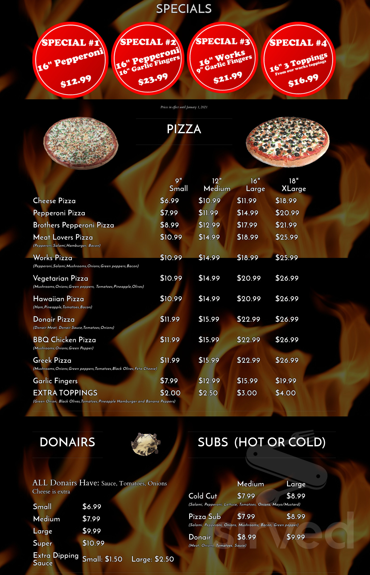 Super King Pizza menu in Truro, Nova Scotia