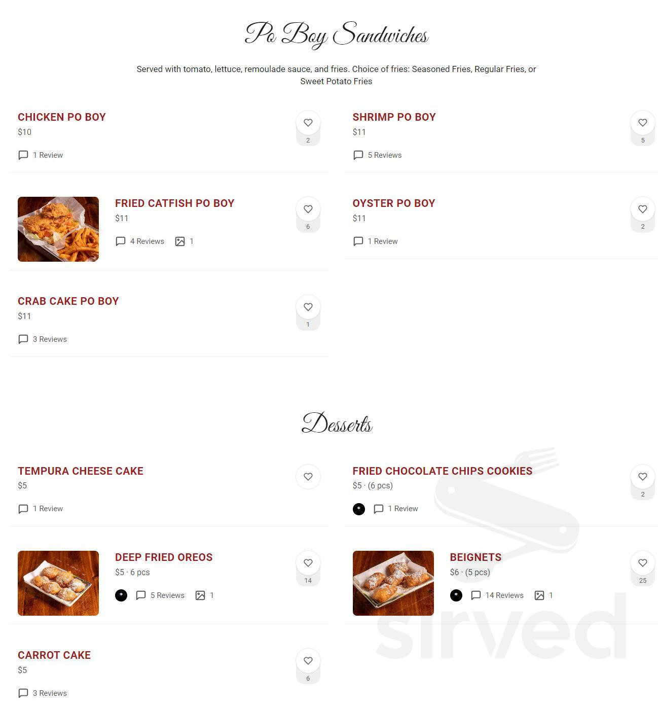 Cajun Boil Bar menu in Reynoldsburg, Ohio, USA