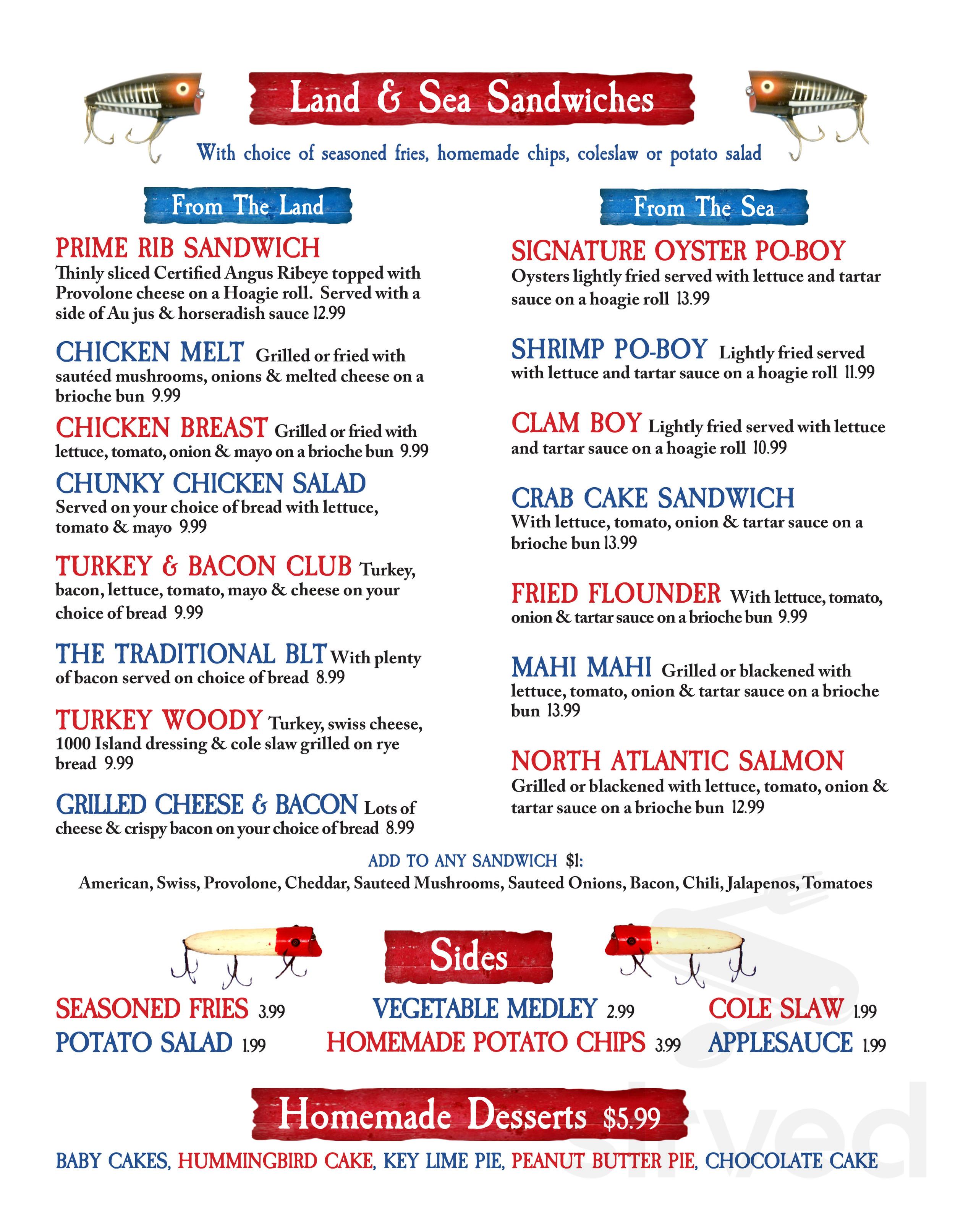 Menu - Hilton Head Island SC's Captain Woody's Bar & Grill | Sirved