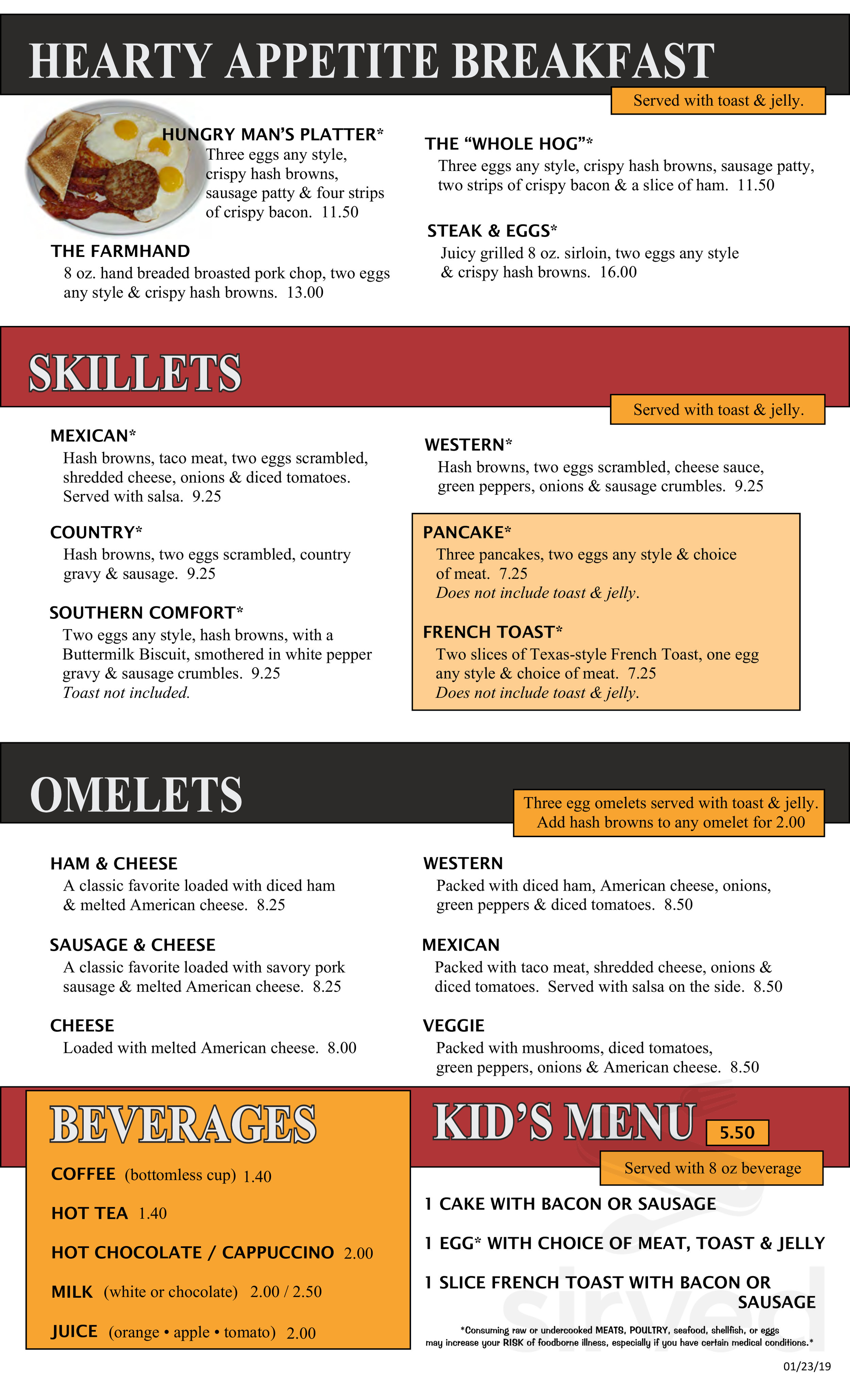 Menu - Cherokee IA's Family Table Restaurant | Sirved