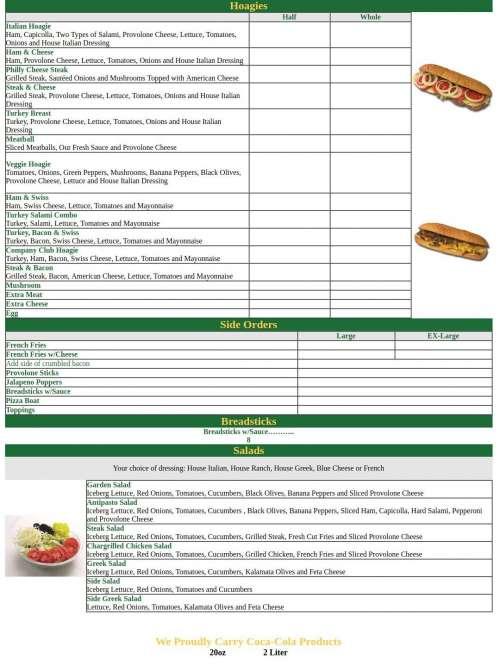 The Pizza Company menu in Bethel Park, Pennsylvania, USA