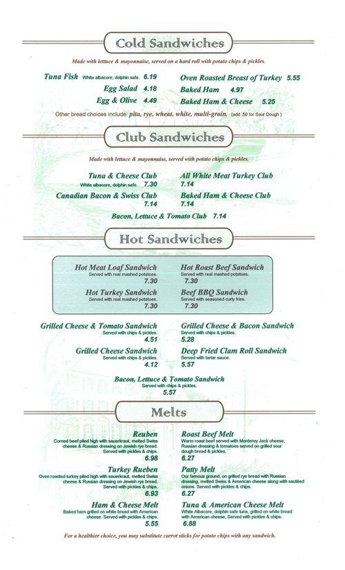 Village Coal Tower Restaurant menu in Pittsford, New York, USA