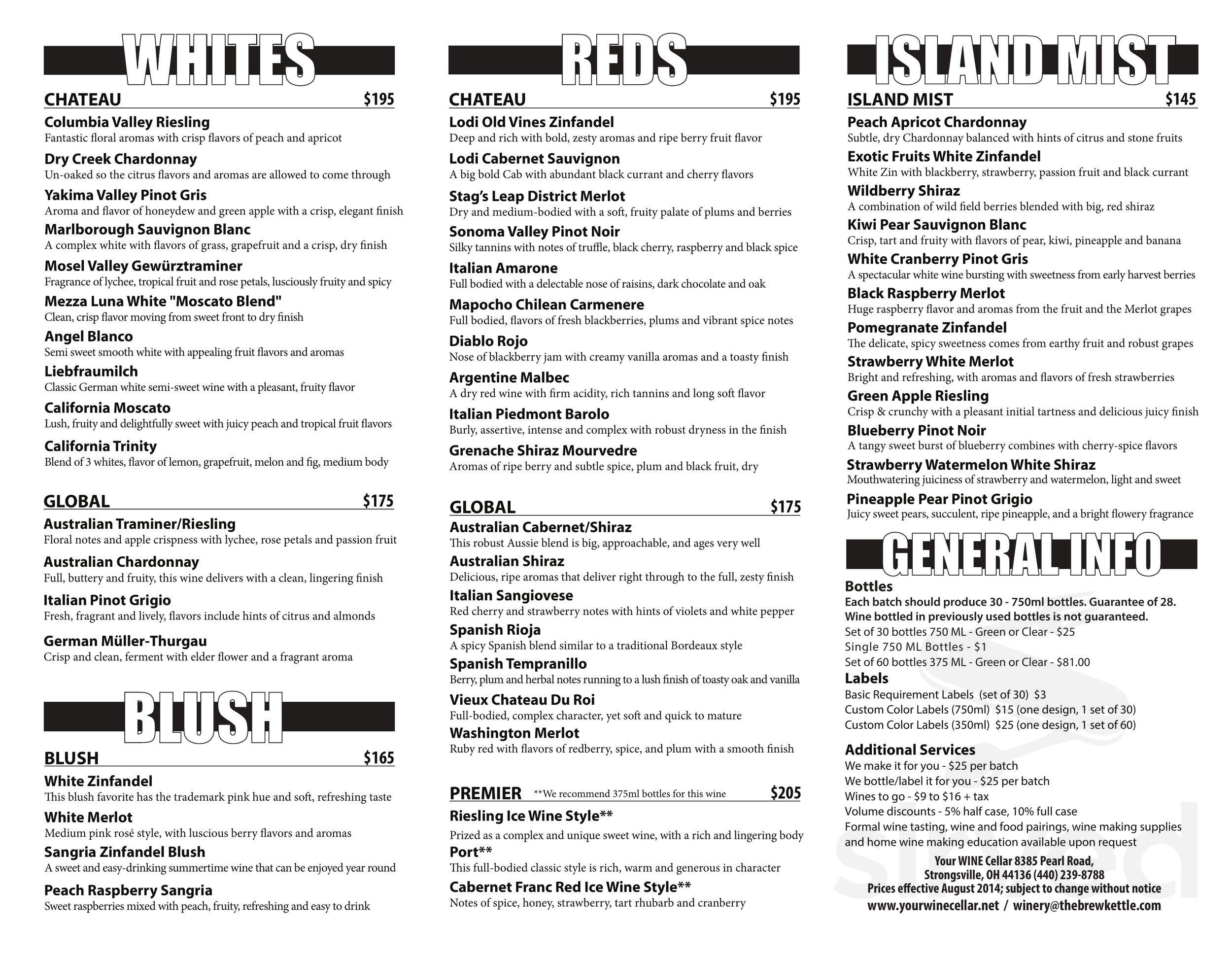 Your Wine Cellar menu in Strongsville, Ohio, USA