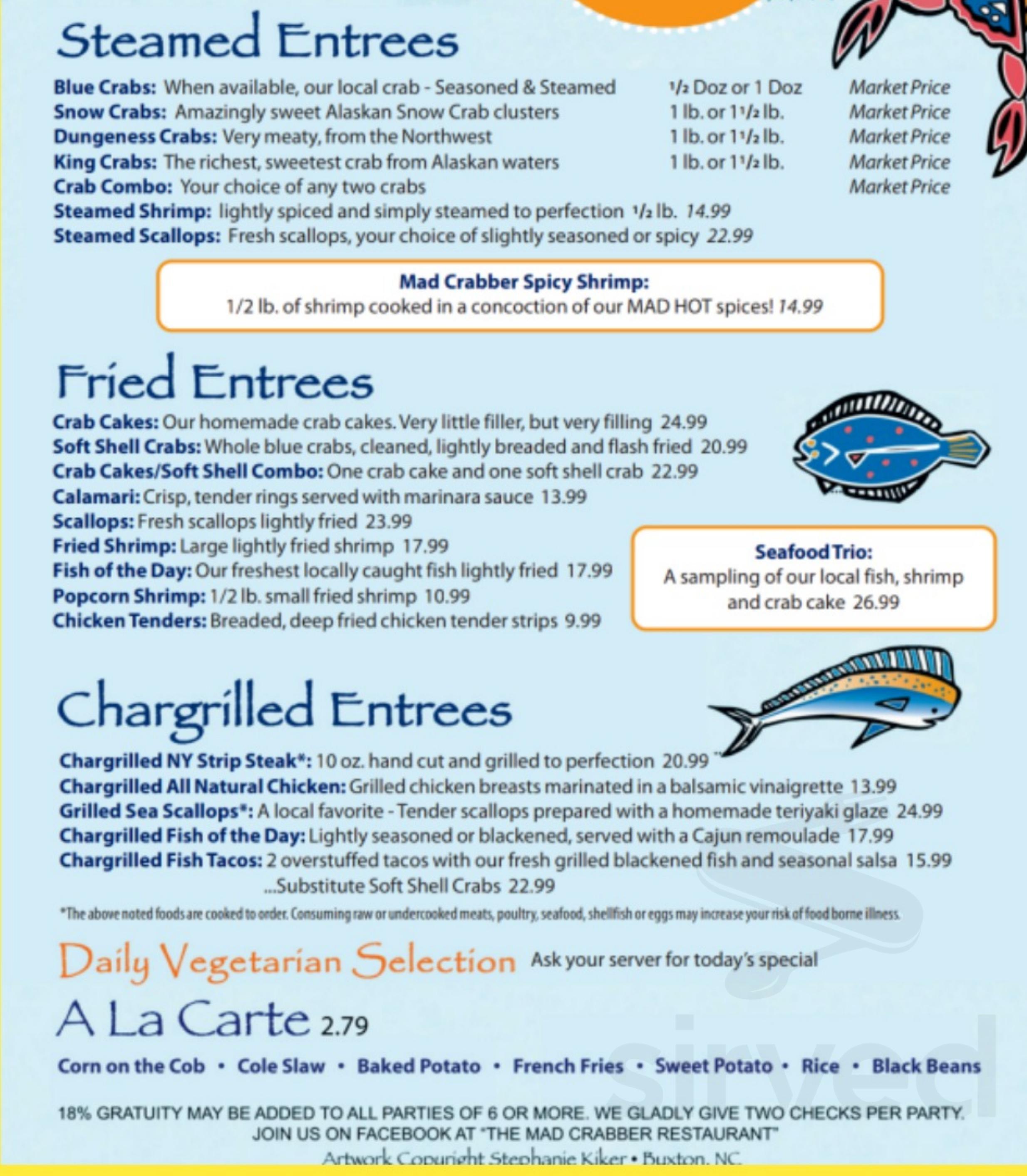 Mad Crabber Restaurant menu in Avon, North Carolina, USA