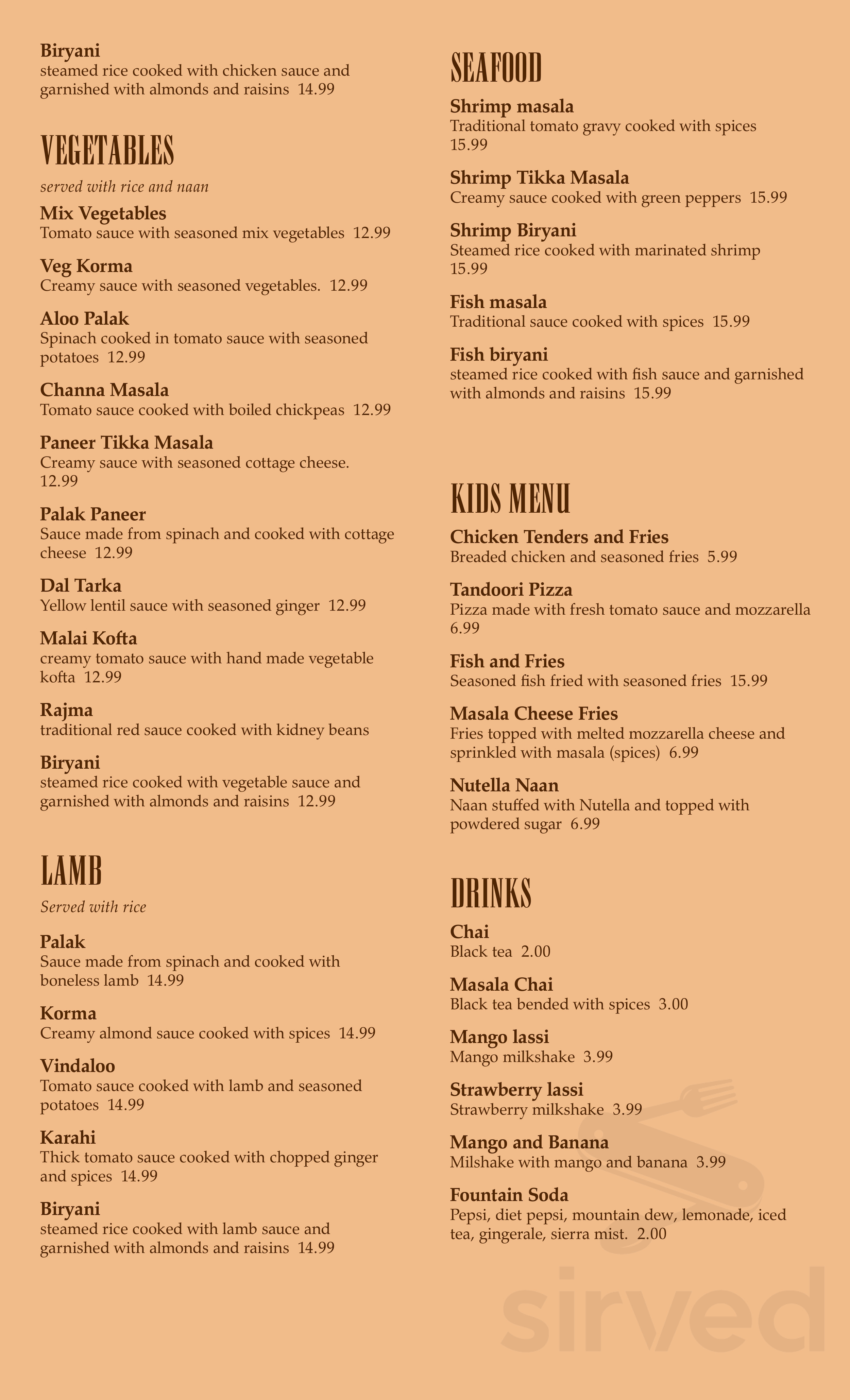 Tandoori Grill A Restaurant in Lake menu in Lake New