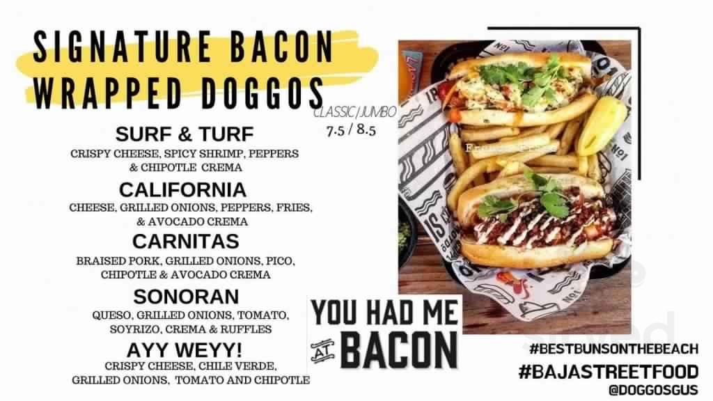 Doggosgus menu in Imperial Beach, California