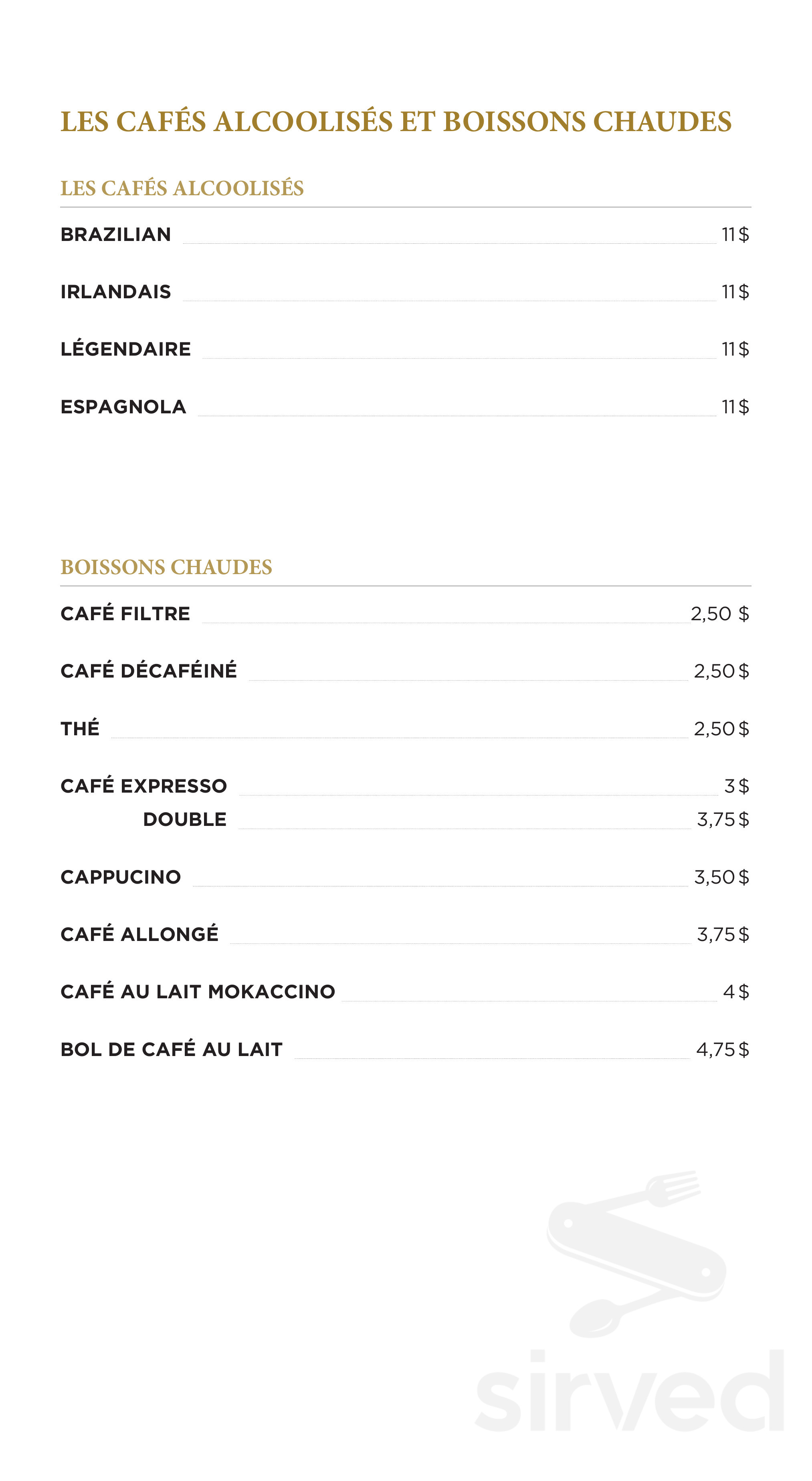 Inter chicoutimi menu du soir