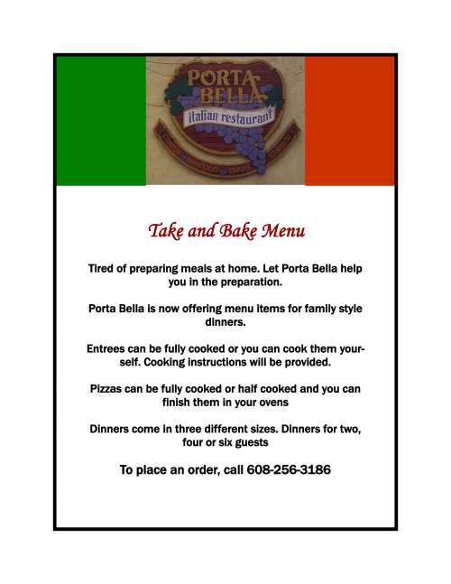 Porta Bella Italian Restaurant Menu In Madison Wisconsin USA porta-bella-italian-restaurant-menu-in-madison-wisconsin-usa