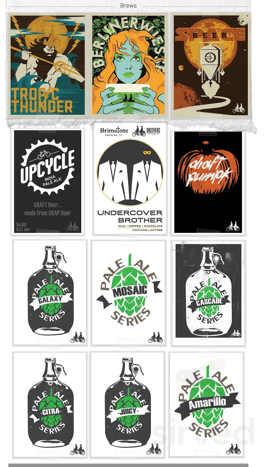 Brothers Brewing Company drink menu in Guelph, Ontario