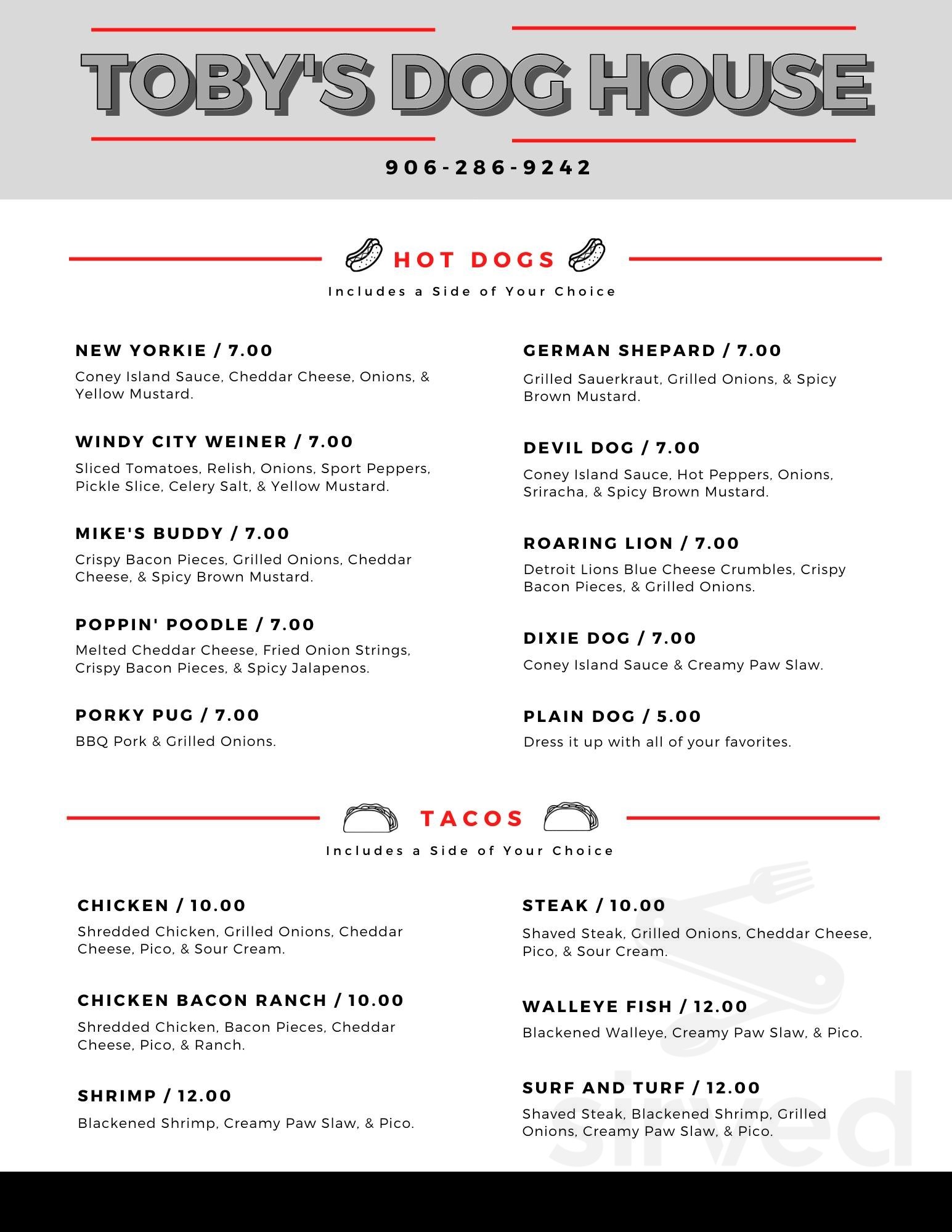 Toby s Dog House Menus In Munising Michigan United States toby-s-dog-house-menus-in-munising-michigan-united-states