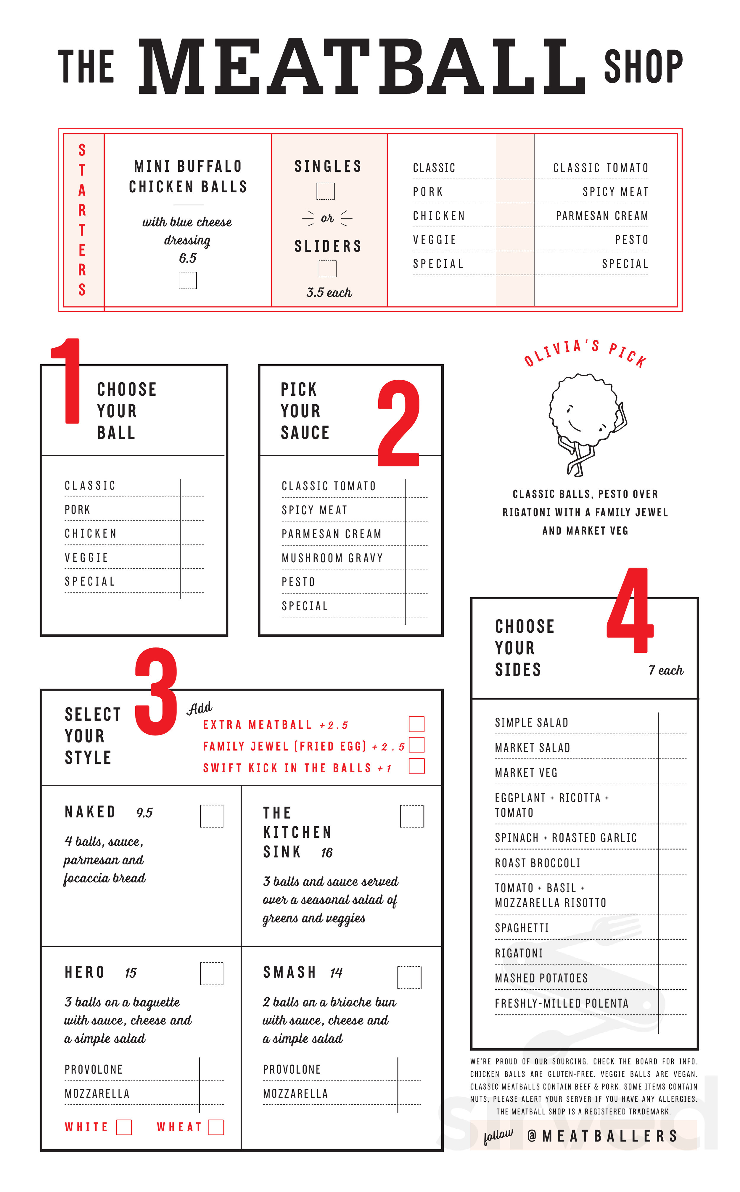 Menu - New York NY's The Meatball Shop - Upper East Side | Sirved