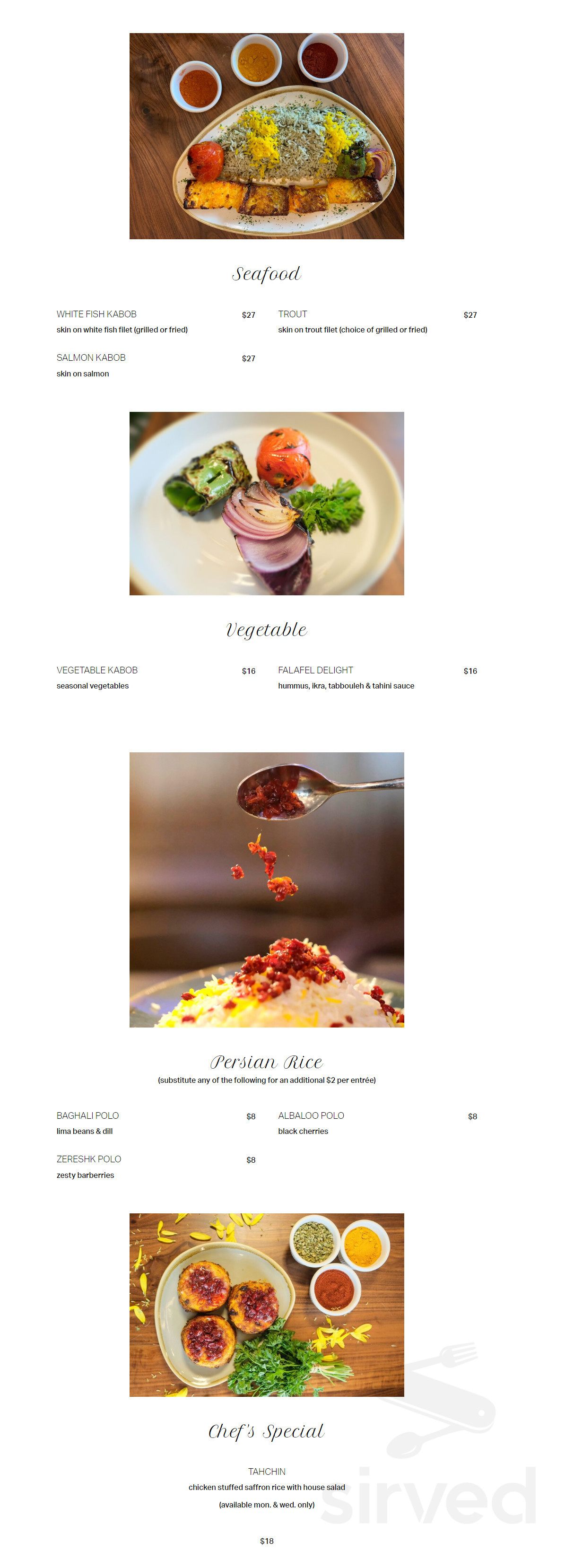 Pardis Restaurant Glendale menu in Glendale, California, USA