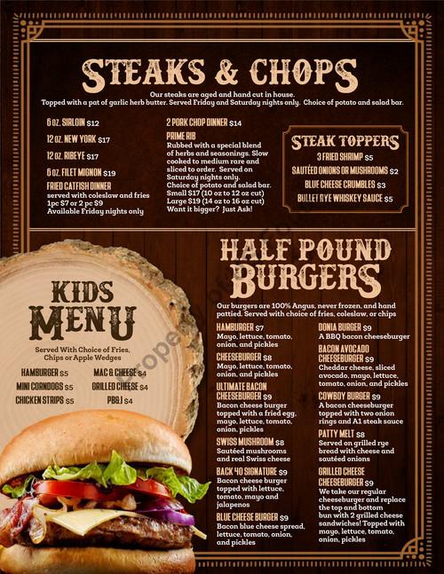 Back Forty Bar & Grill menu in Macedonia, Iowa, USA