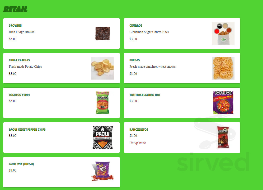 Neveria Un Limon menus in Denver, Colorado, United States