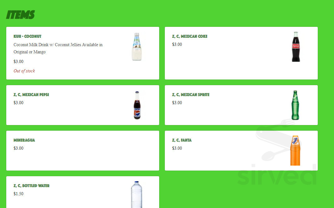 Neveria Un Limon menus in Denver, Colorado, United States