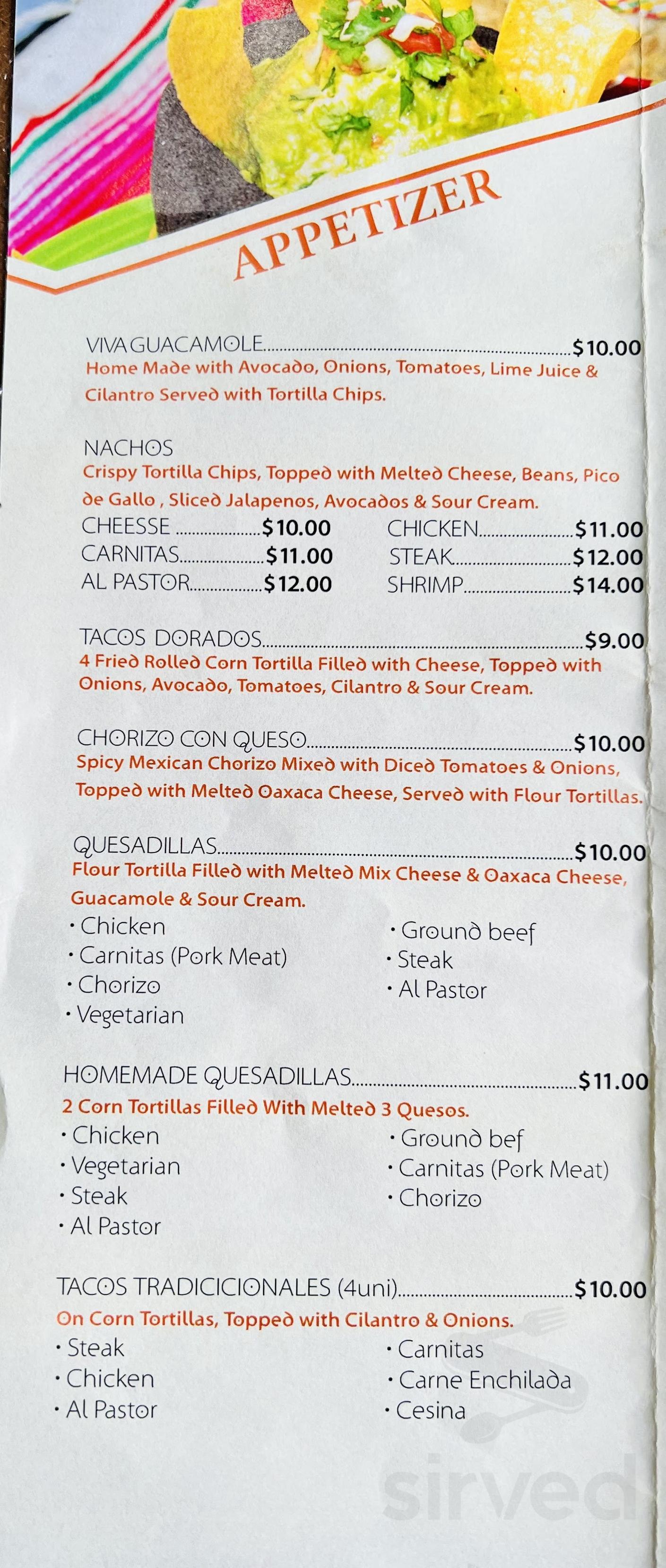 Viva Guacamole menu in Livingston, New Jersey, USA