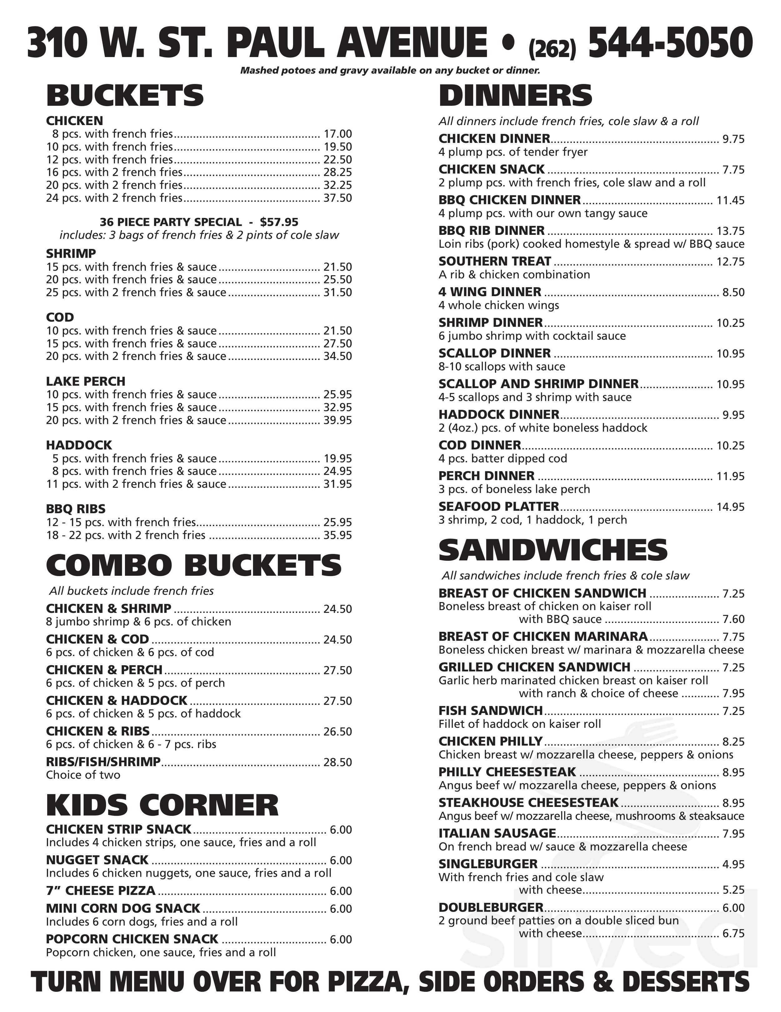 Golden chicken deals menu prices