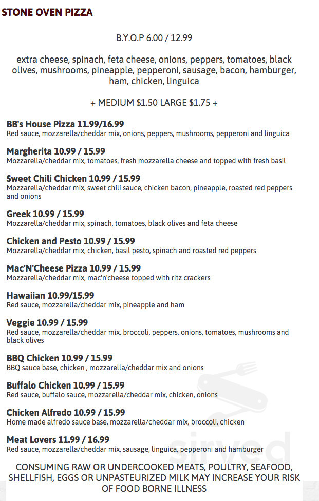 BB's Bar & Function Halls menus in Wareham, Massachusetts, United States
