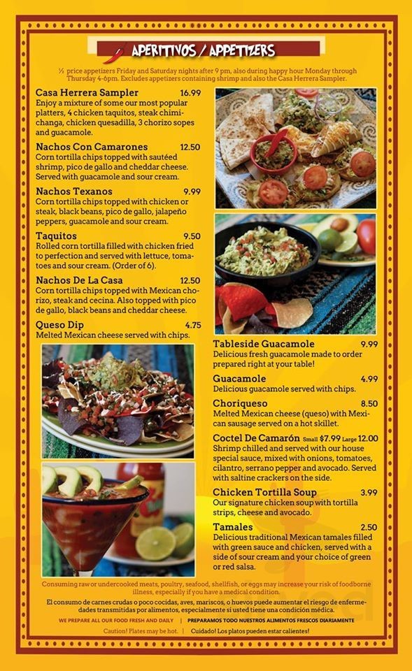 Casa Herrera menu in Thorndale, Pennsylvania, USA