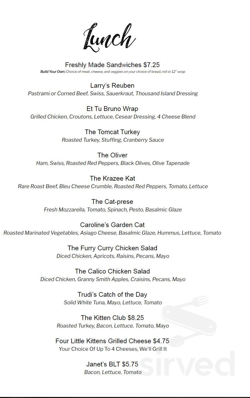 Two Wrasslin' Cats Coffee House & Cafe menu in East Haddam, Connecticut