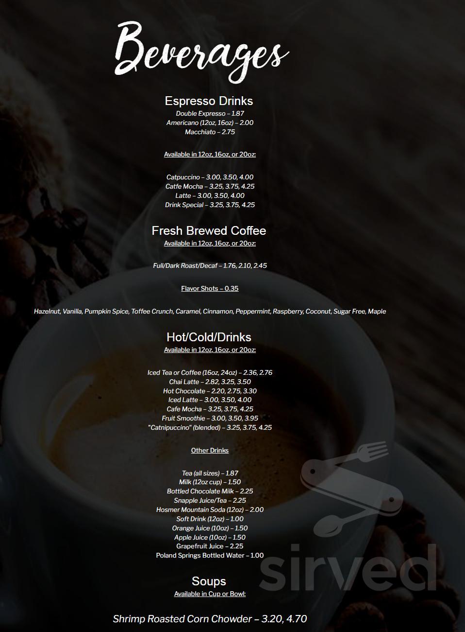 Two Wrasslin' Cats Coffee House & Cafe menu in East Haddam, Connecticut