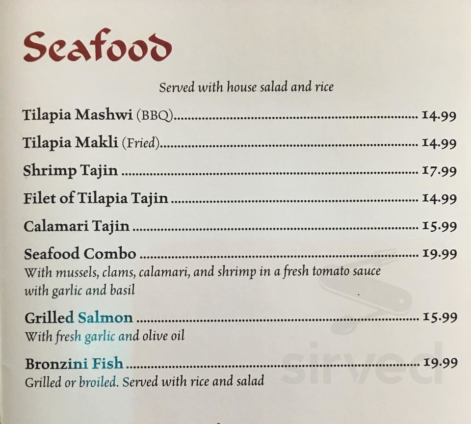 Sahara 34 Arabic & Turkish Food menu in Matawan, New Jersey, USA