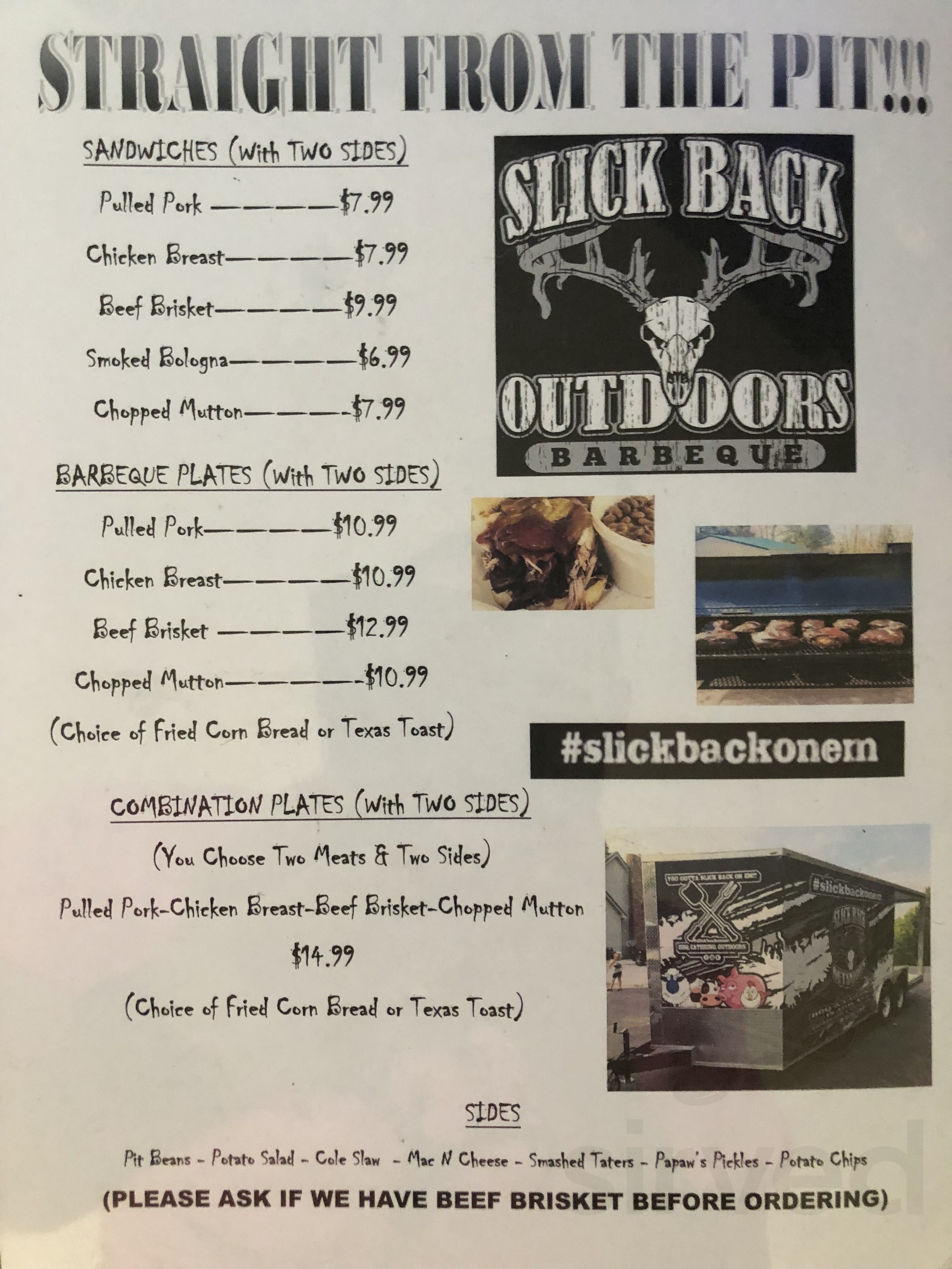 Slick Back The Store menu in Horse Branch, Kentucky, USA