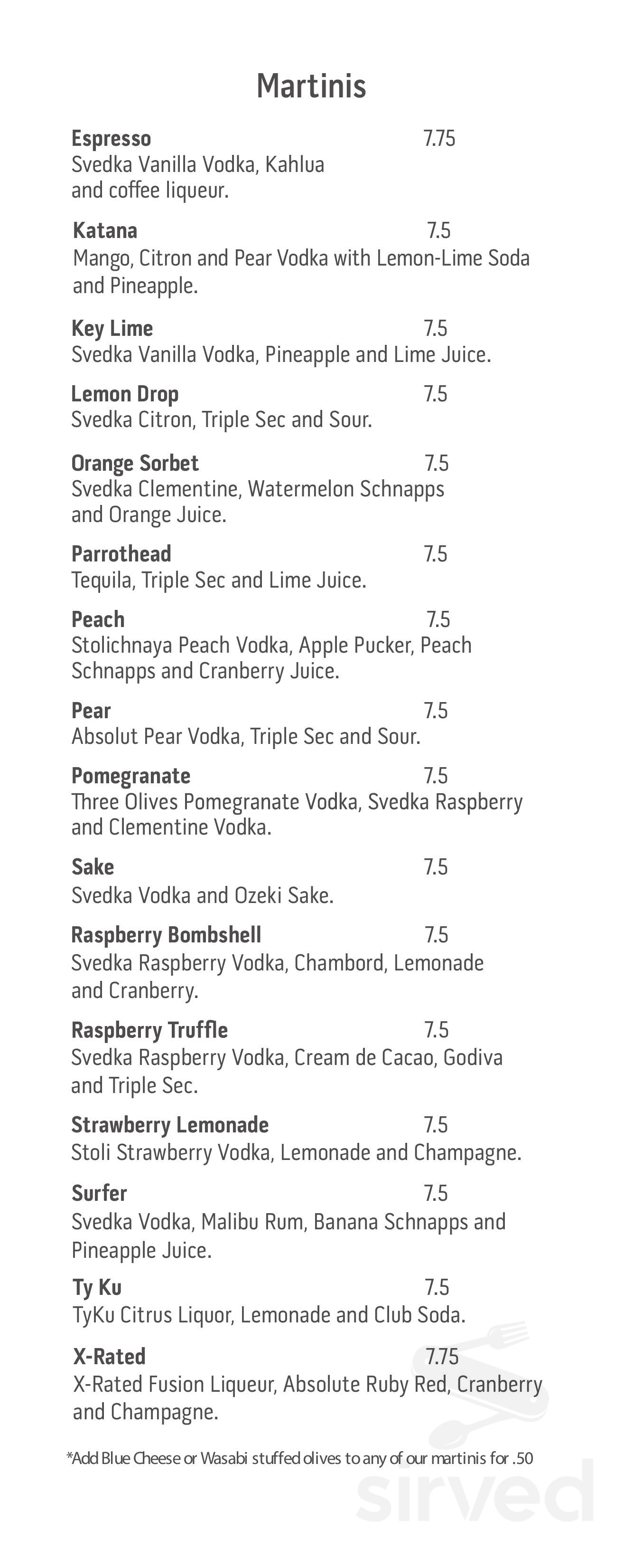 Menu - Kent OH's 157 Lounge | Sirved