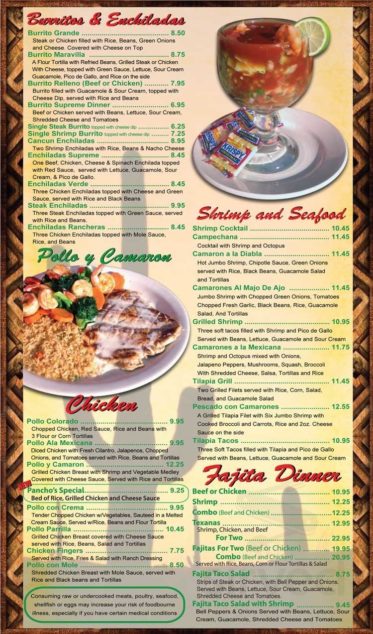 El Cazador Méxican Grill menu in Birmingham, Alabama, USA