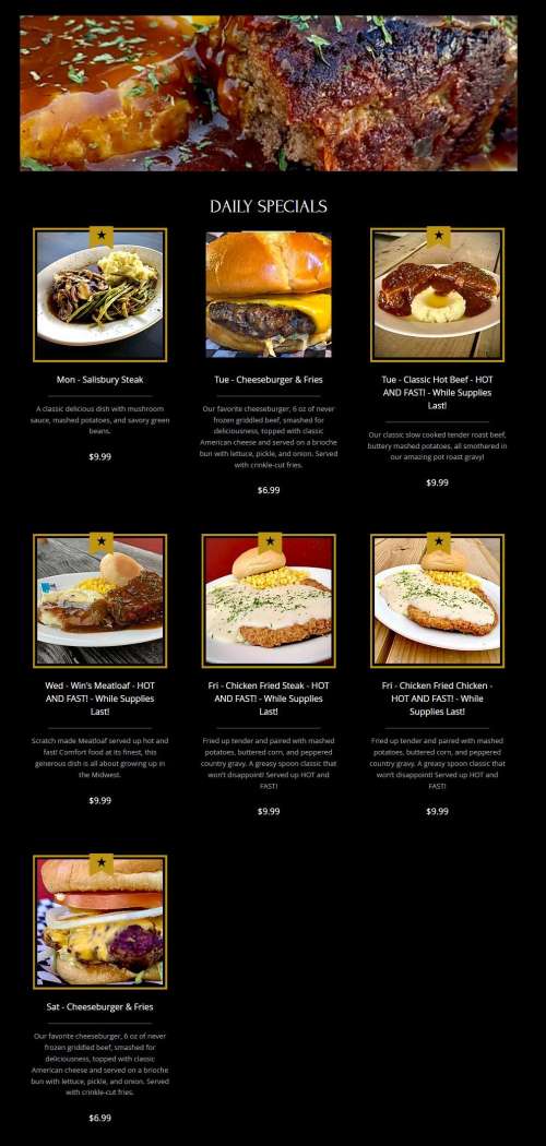 Winchester Bar & Grill menu in Omaha, Nebraska, USA