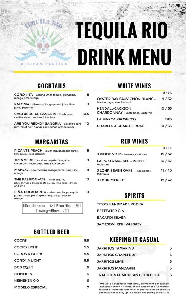 Menu - Wethersfield CT's Tequila Rio: Mexican Cantina | Sirved