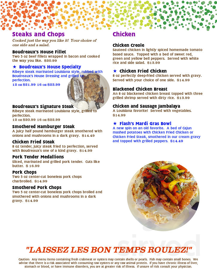 Boudreaux's Louisiana Seafood & Steaks menu in St Joseph, Missouri, USA