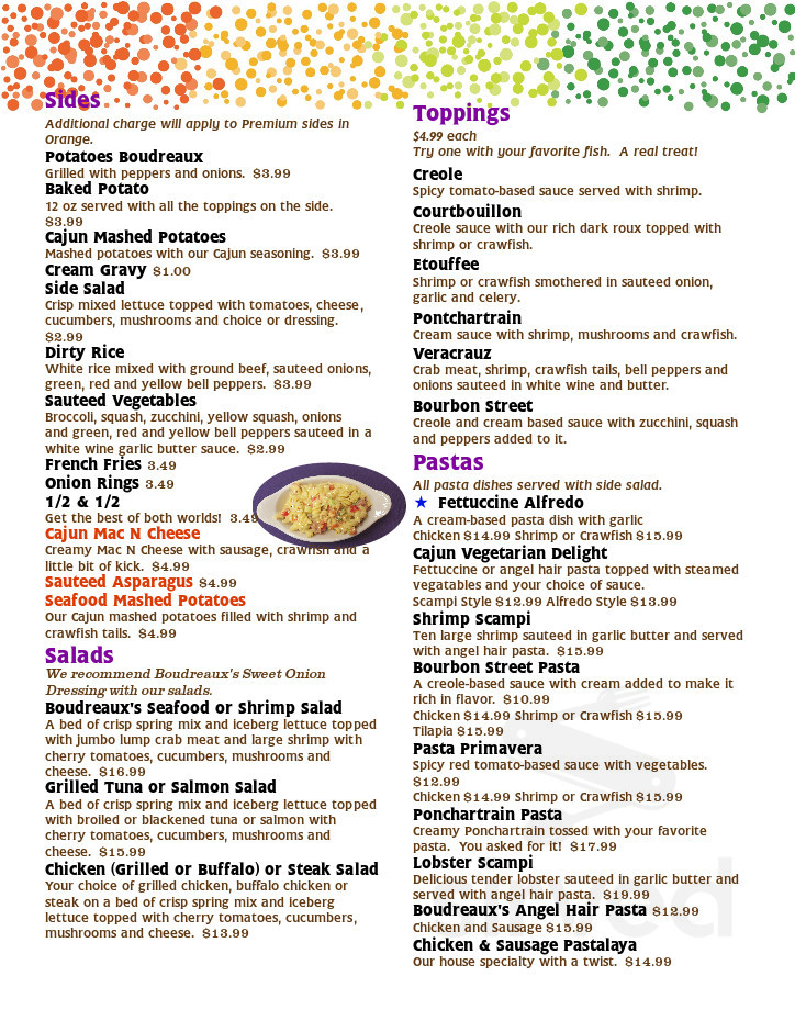 Boudreaux's Louisiana Seafood &amp; Steaks menu in St Joseph, Missouri, USA