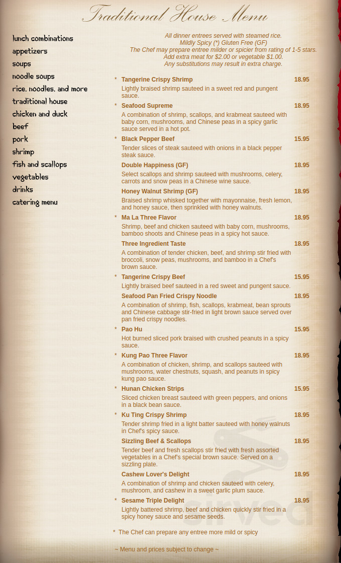 Chin's Szechwan Cuisine menus in Vista, California, United States