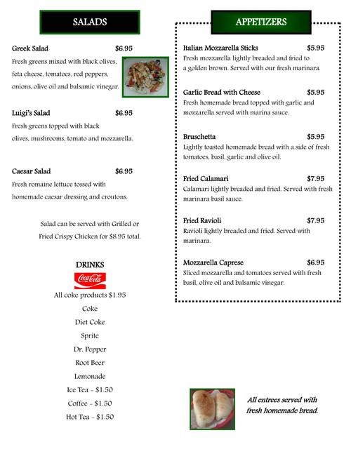 Luigi's Italian Restaurant menu in North Platte, Nebraska, USA
