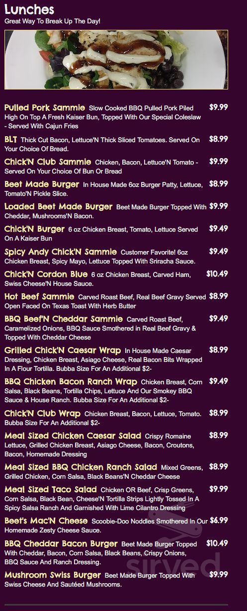 Beet'N Boo's Bistro & Catering menu in Kelowna, British Columbia