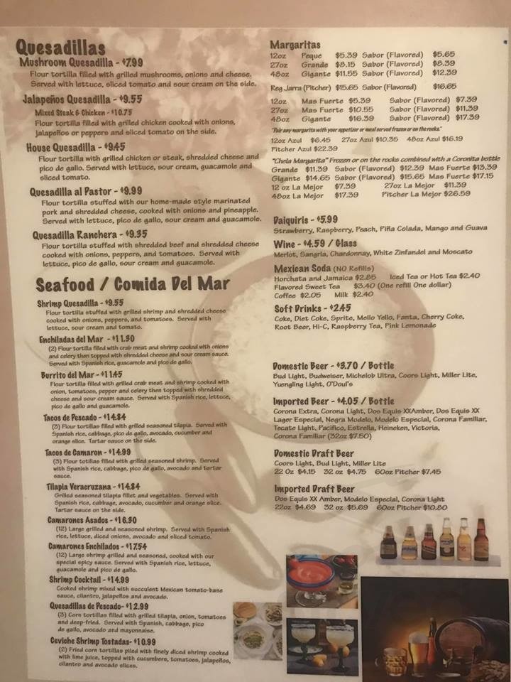 Jalapeños Mexican Grill menu in Auburn, Indiana, USA