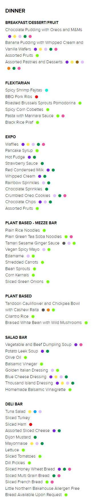 USC Village Honors Dining Hall menu in Los Angeles, California, USA