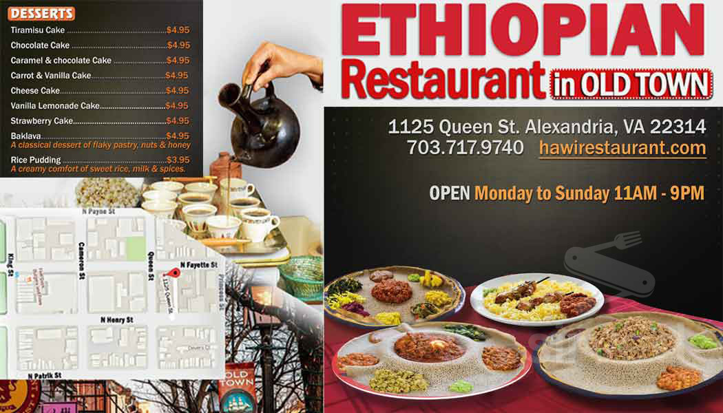 Menu Alexandria VA's Hawwi Ethiopian Restaurant Sirved