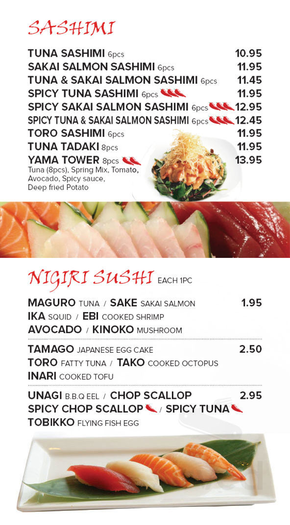 Yama Kitchen menu in Kelowna, British Columbia
