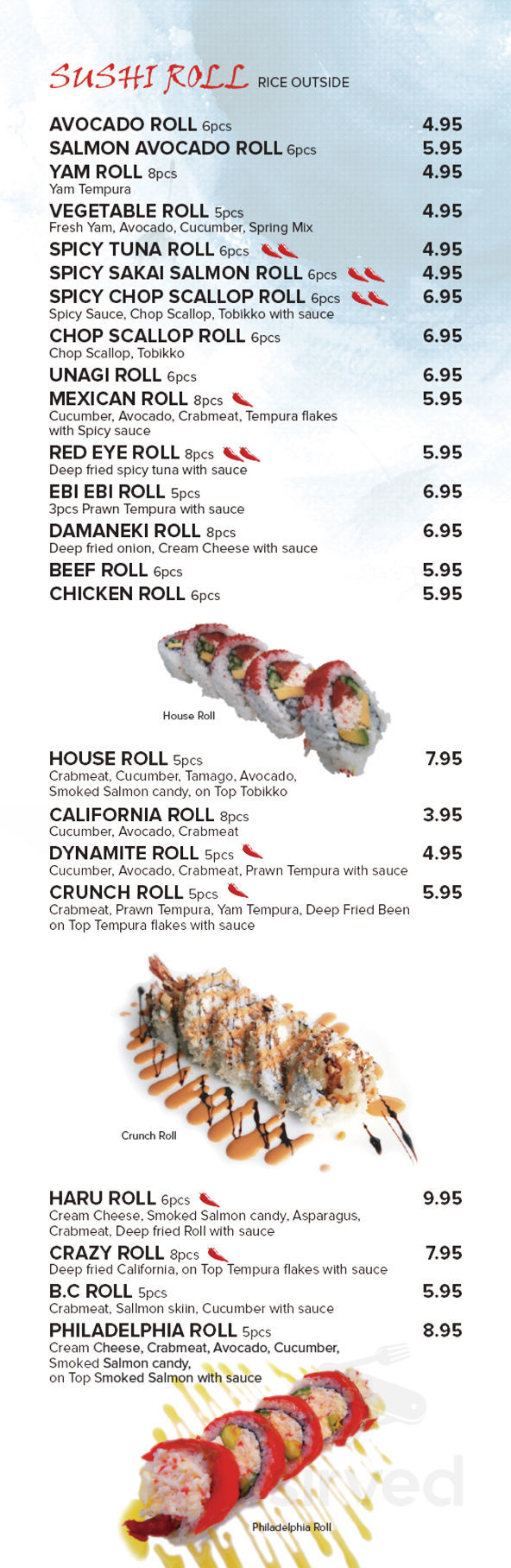 Yama Kitchen menu in Kelowna, British Columbia