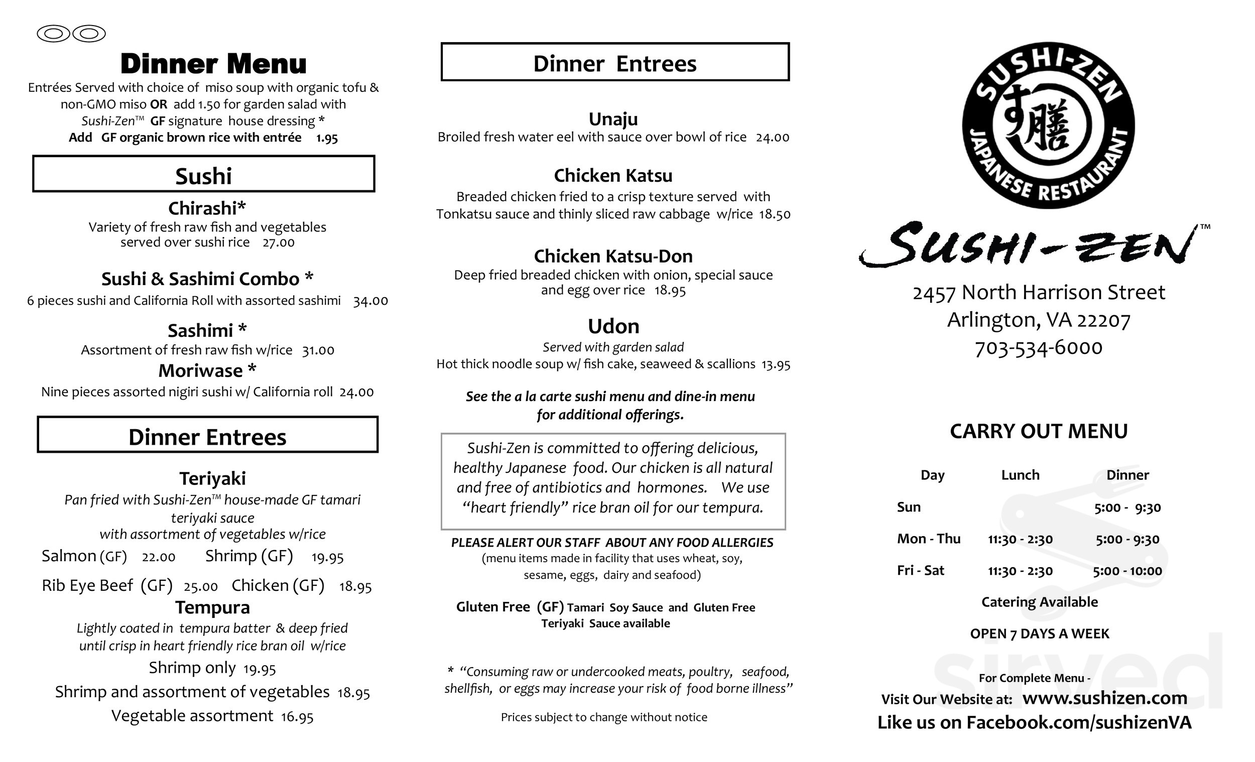 Sushi Zen Menu.pdf Sushi-Zen menu in Arlington, Virginia, USA