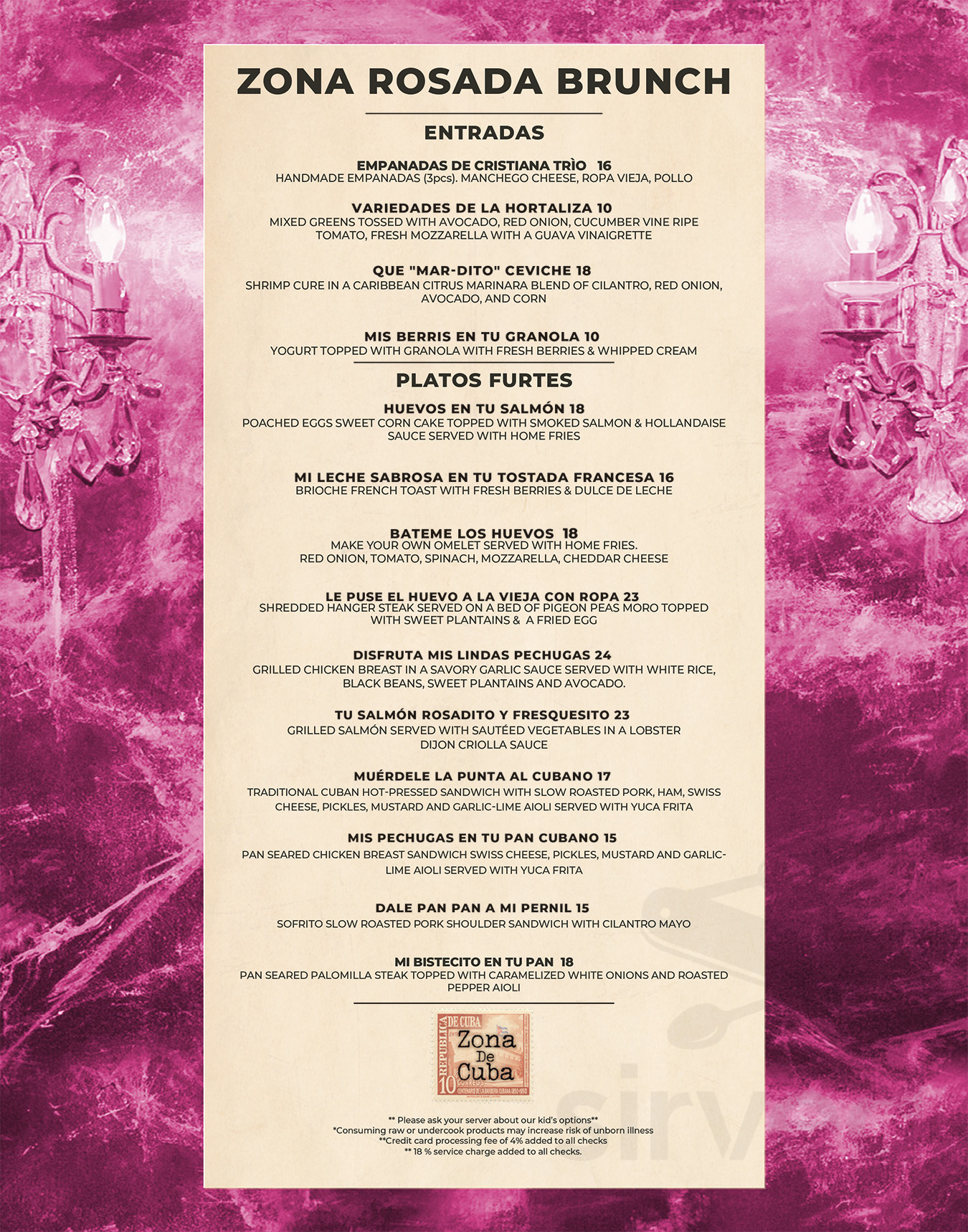 Zona De Cuba menus in The Bronx, New York, United States