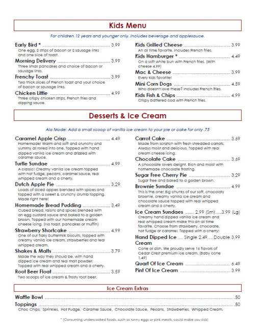 Mohnen's Family Restaurant menu in Appleton, Wisconsin, USA