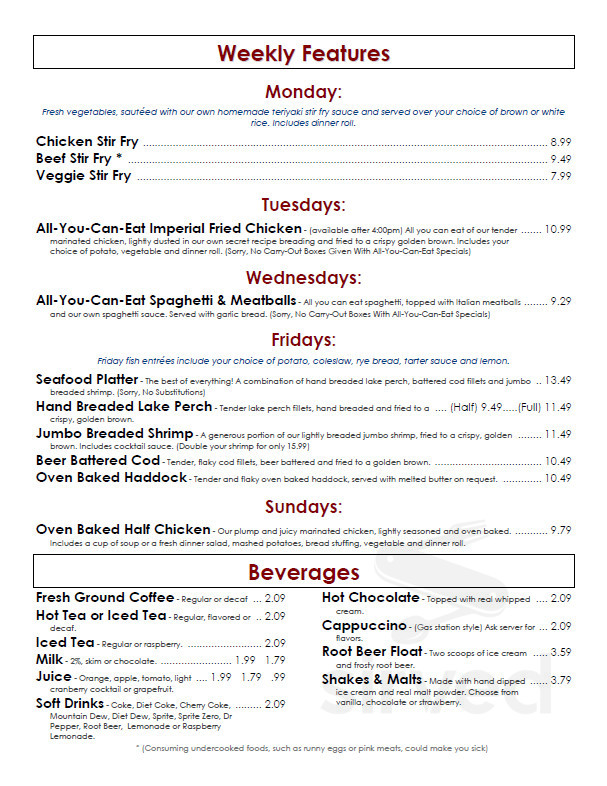 Mohnen's Family Restaurant menus in Appleton, Wisconsin, United States