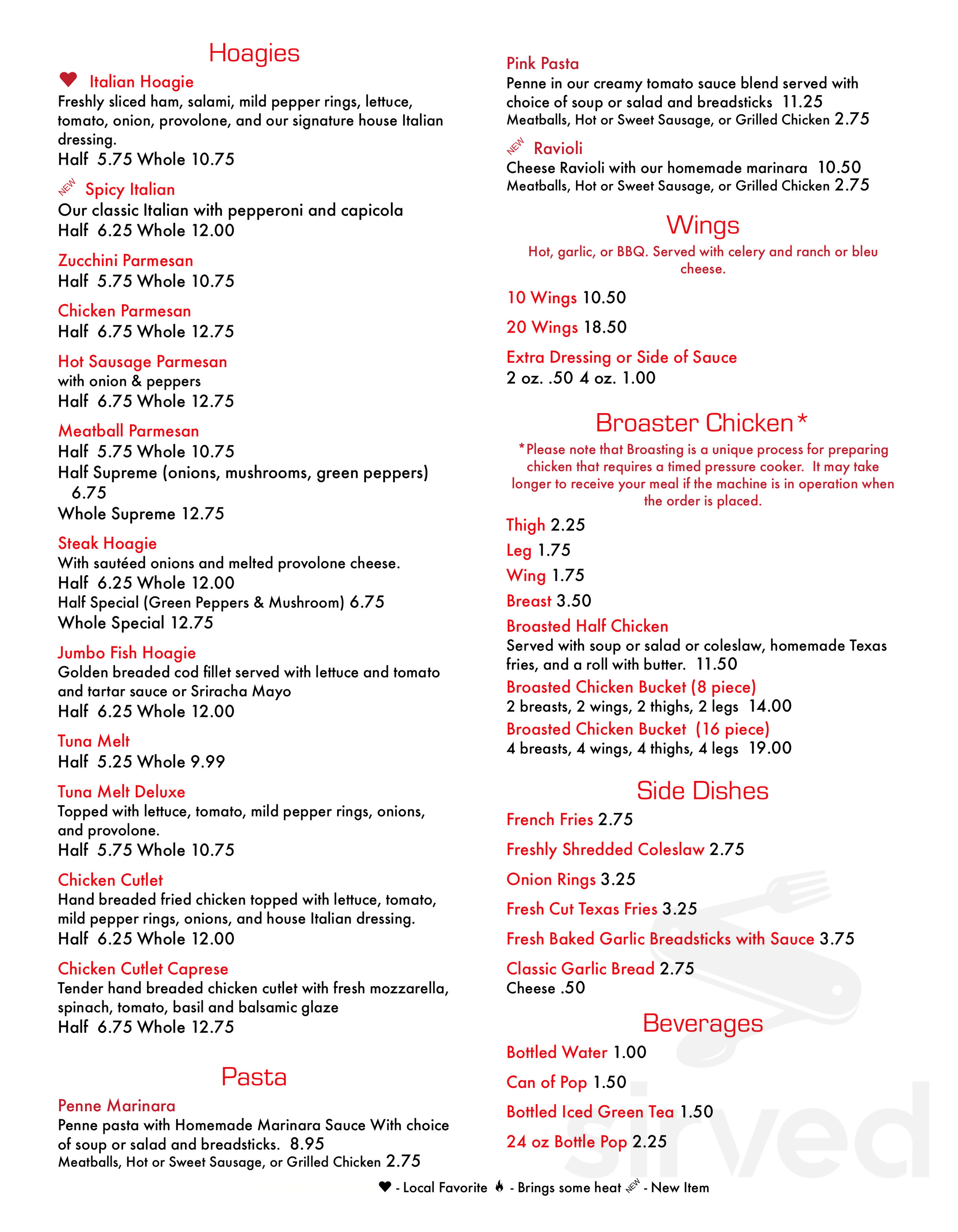 Grande Jr Pizza Express menu in Washington, Pennsylvania, USA