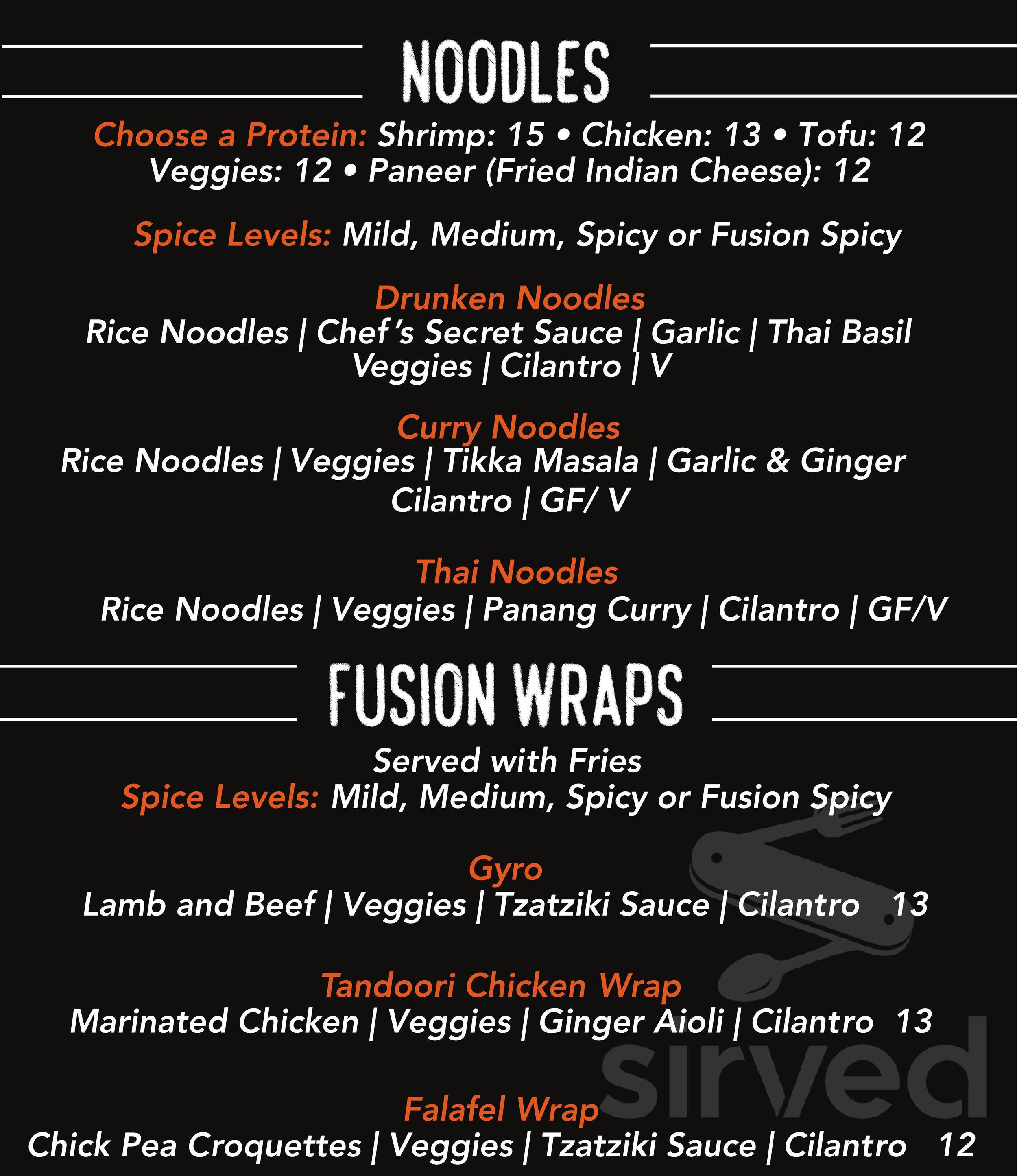 Fusion Food Truck menu in Jacksonville, Florida, USA